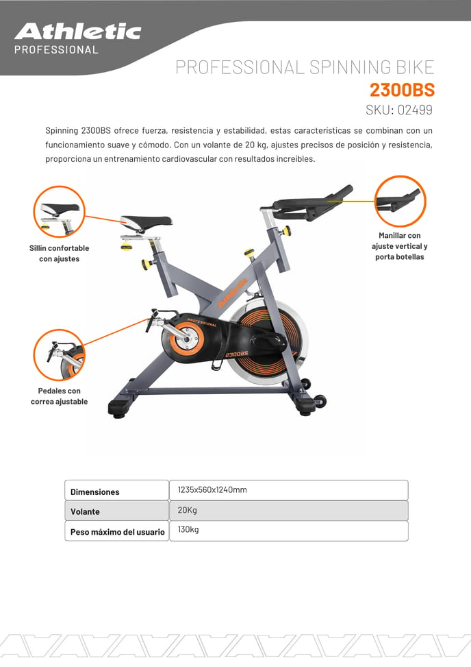 02499 - PROFESSIONAL SPINNING BIKE - 2300BS - PRODUCT CHART