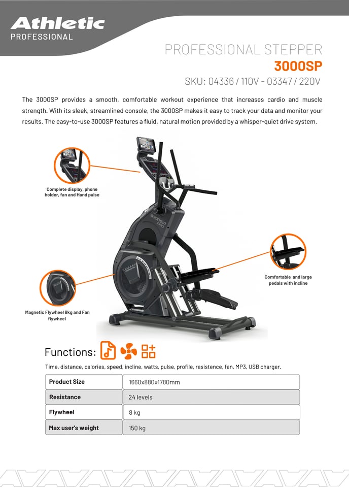 03347 - PROFESSIONAL STEPPER - 3000SP - PRODUCT CHART