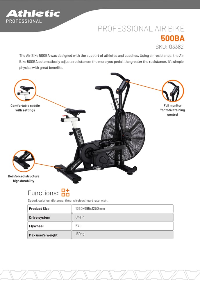 03382 - PROFESSIONAL AIR BIKE - 500BA - PRODUCT CHART