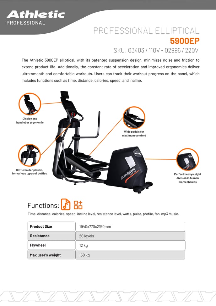 03403 - PROFESSIONAL ELLIPTICAL 5900EP - PRODUCT CHART