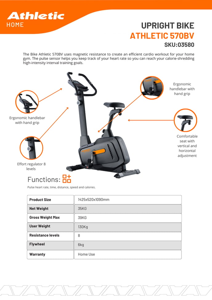 03580 - UPRIGHT BIKE - 570BV - PRODUCT CHART