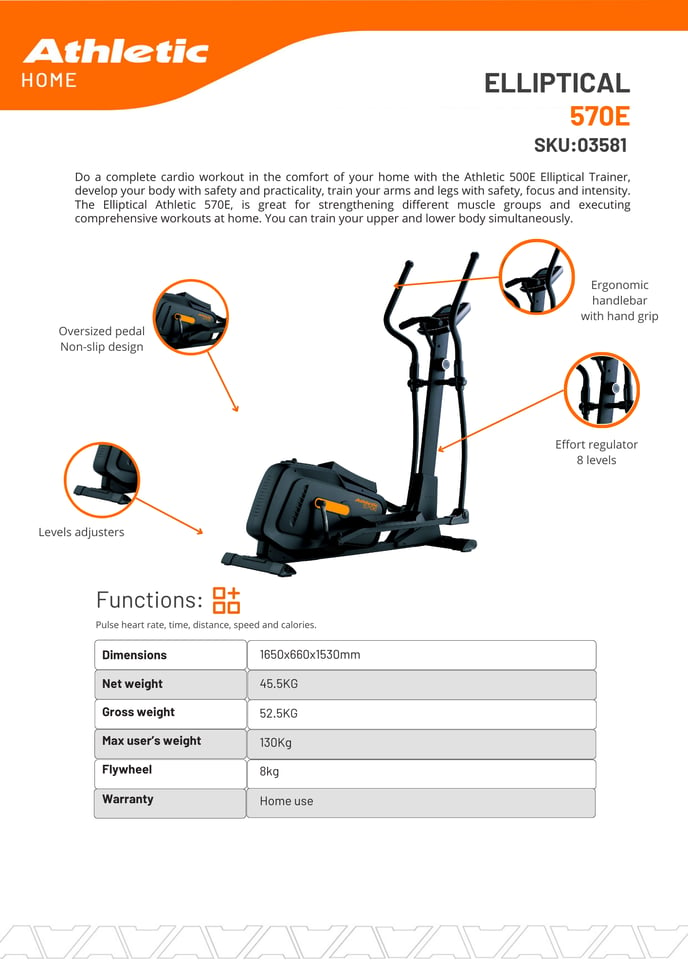 03581 - ELLIPTICAL 570E - PRODUCT CHART