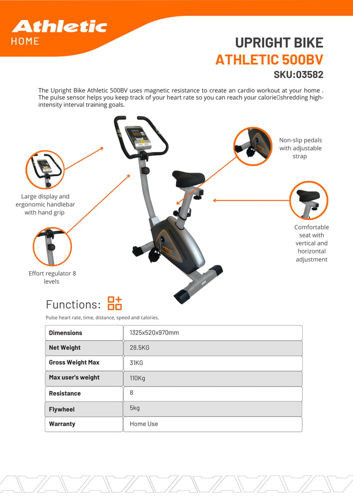 03582 - UPRIGHT BIKE - 500BV- PRODUCT CHART