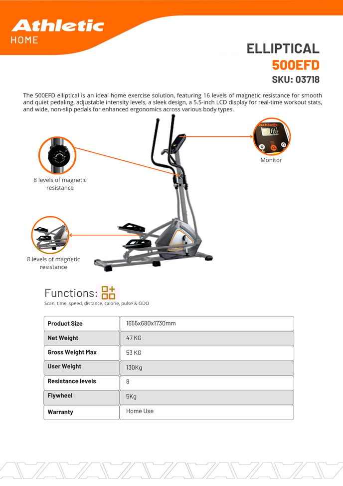 03718 - ELLIPTICAL - 500EFD -  PRODUCT CHART-1