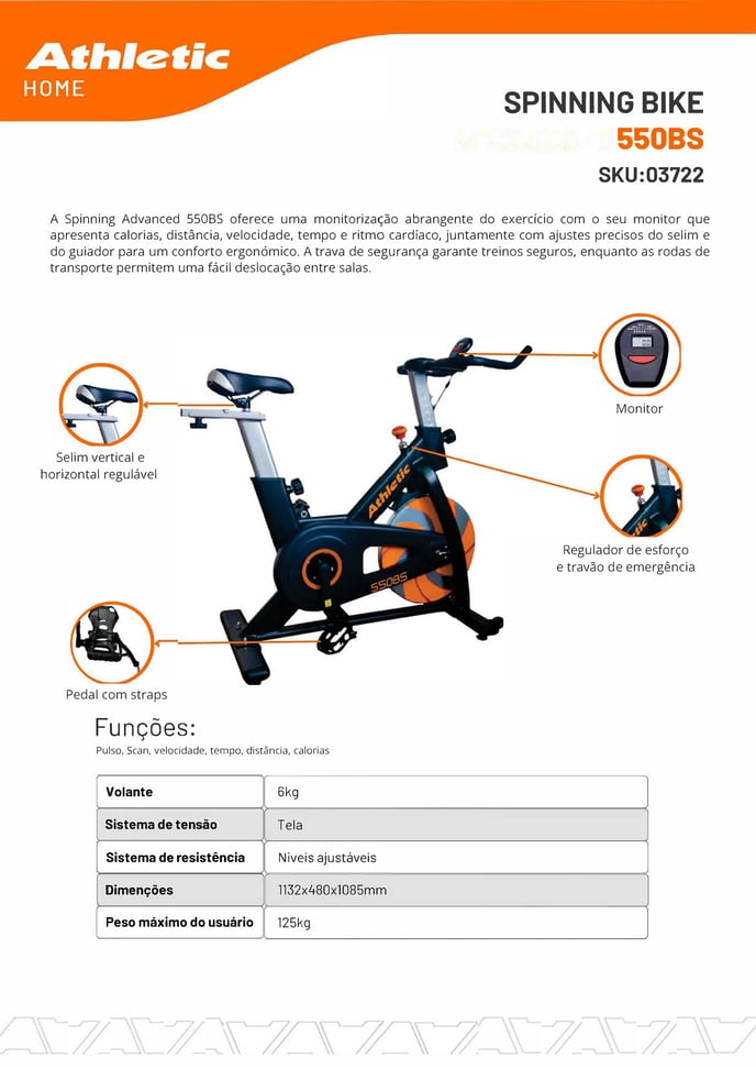 03722 - SPINNING BIKE - 550BS -  FICHA TÉCNICA