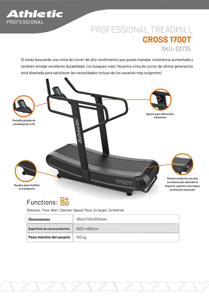 03735 - PROFESSIONAL CROSS TREADMILL - 1700T - ENCARTE DEL PRODUCTO