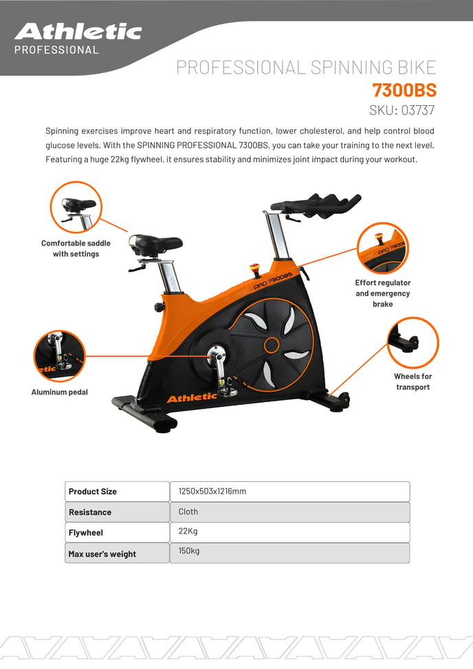 03737 - PROFESSIONAL SPINNING BIKE - 7300BS - PRODUCT CHART