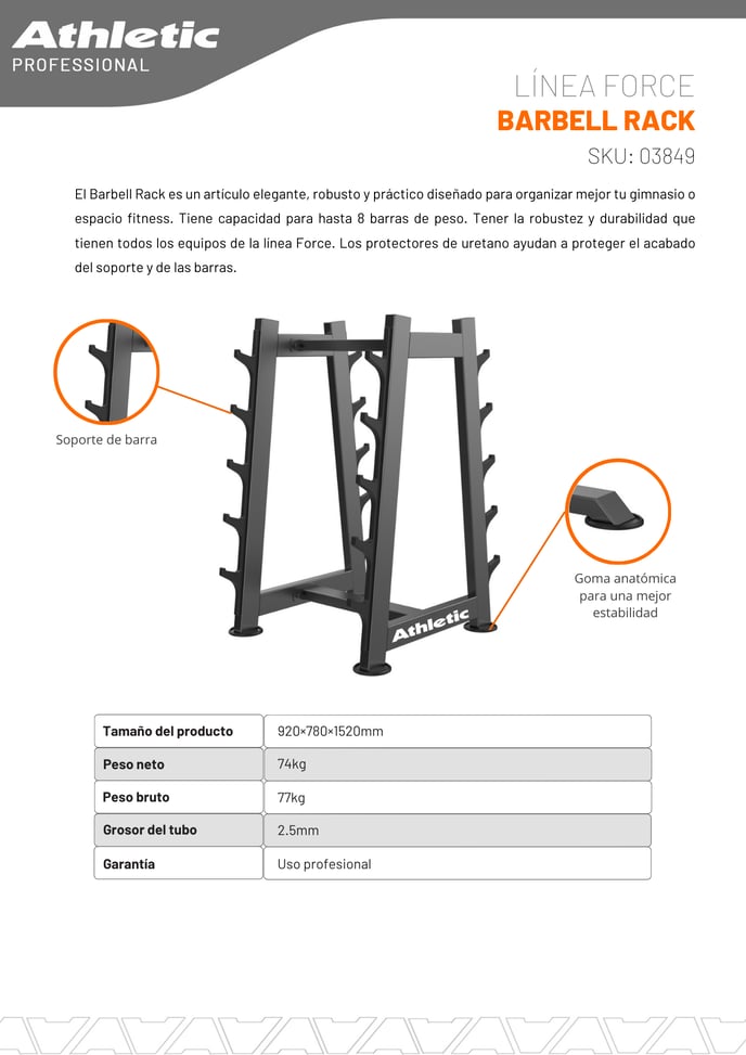 03849 - FORCE - BARBELL RACK - ENCARTE DEL PRODUCTO