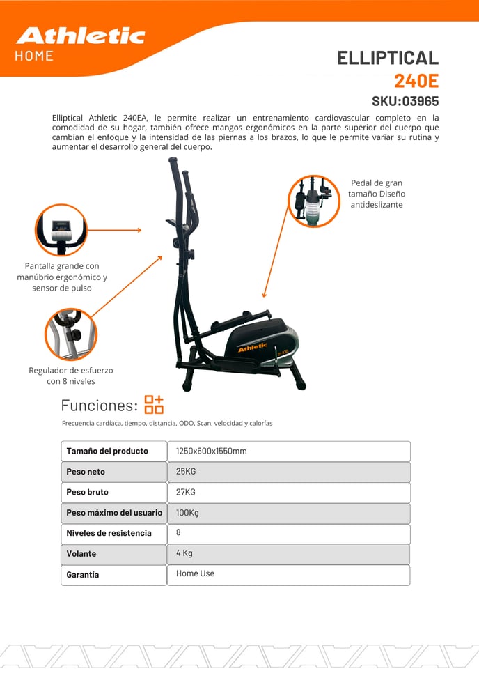 03965 - ELLIPTICAL 240E - ENCARTE DEL PRODUTO