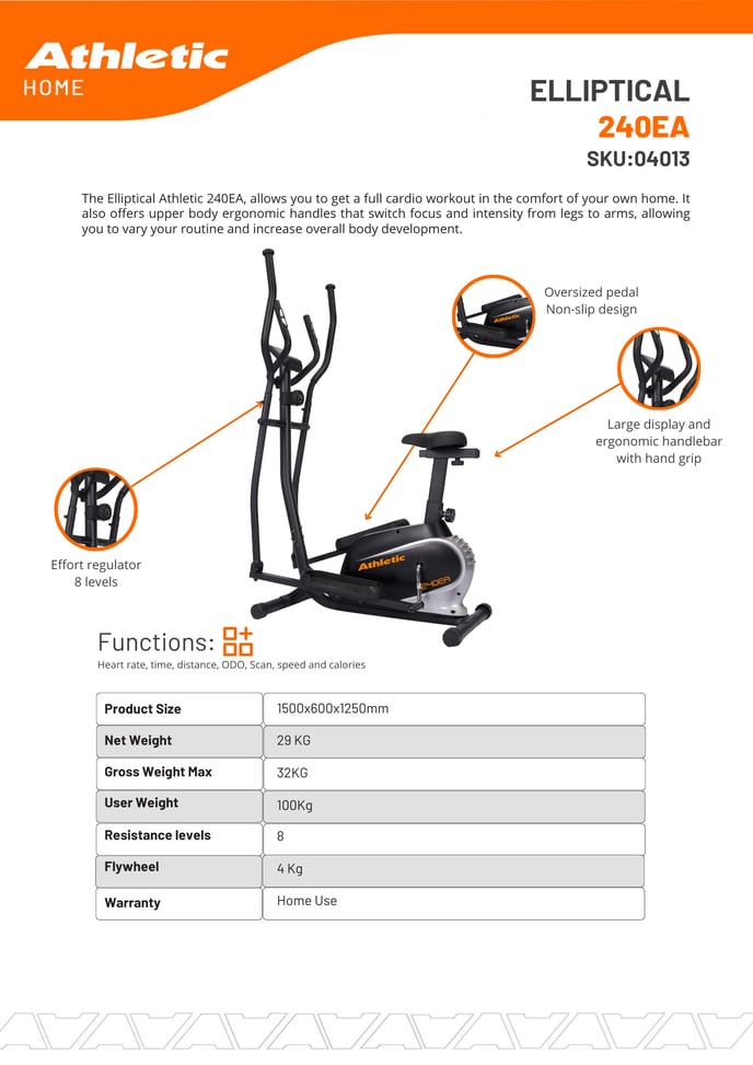 04013 - ELLIPTICAL 240EA - PRODUCT CHART