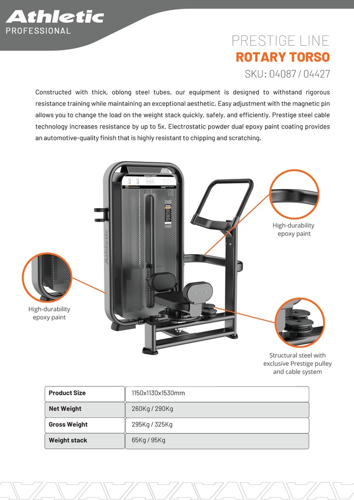 04087 - 04427 - PRESTIGE - ROTARY TORSO - PRODUCT CHART