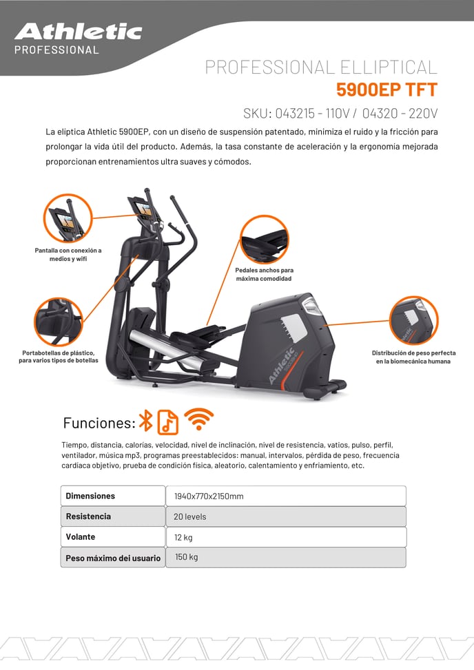 04315 - 04320 - PROFESSIONAL ELLIPTICAL - 5900EP TFT - ENCARTE DEL PRODUCTO