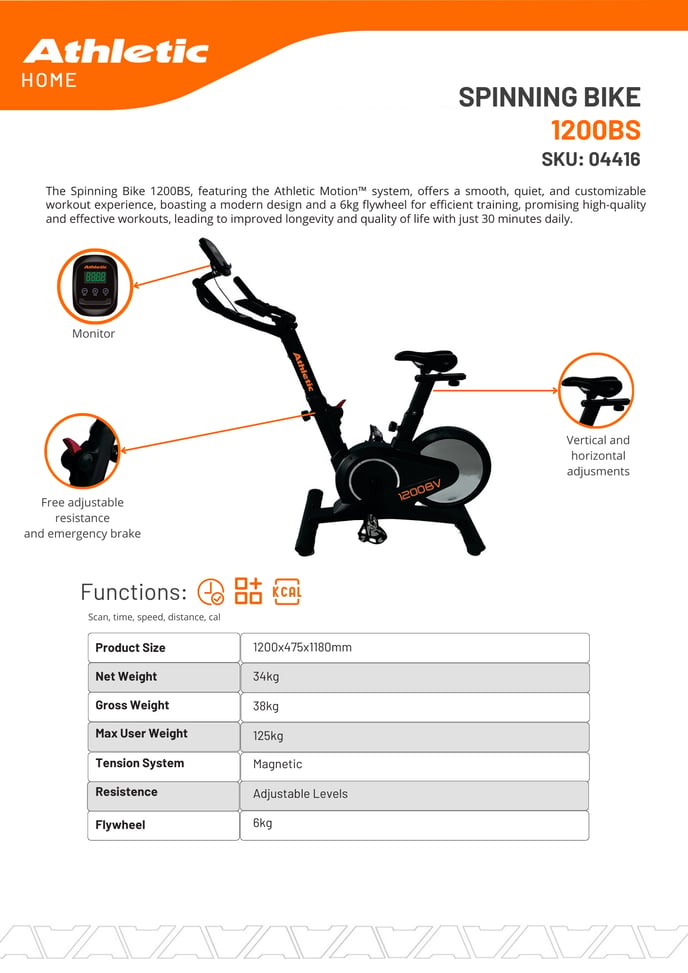 04416 - SPINNING BIKE - 1200BS  - PRODUCT CHART