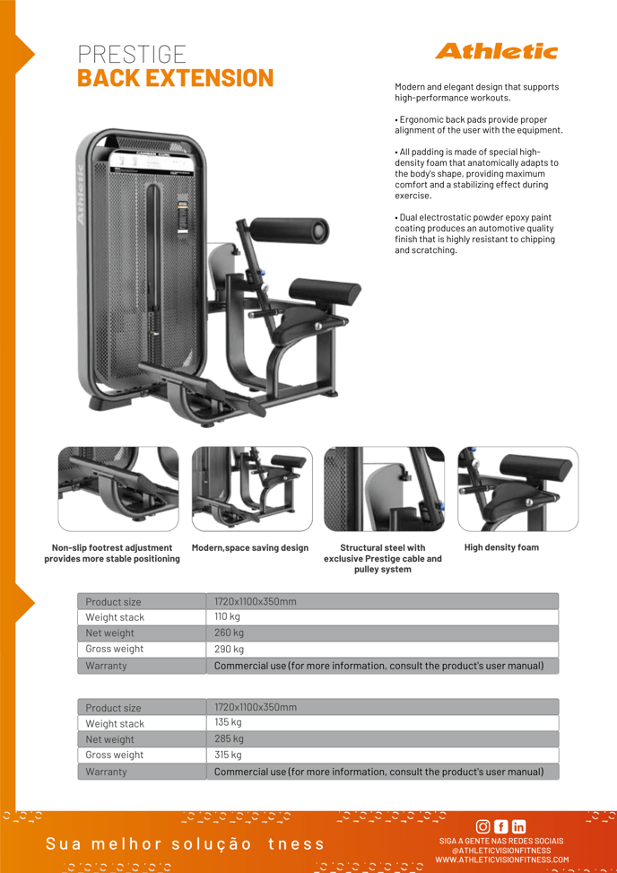 04433 - PRESTIGE - BACK EXTENSION - PRODUCT CHART