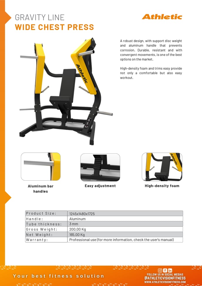 04604 - GRAVITY - WIDE CHEST PRESS - PRODUCT CHART