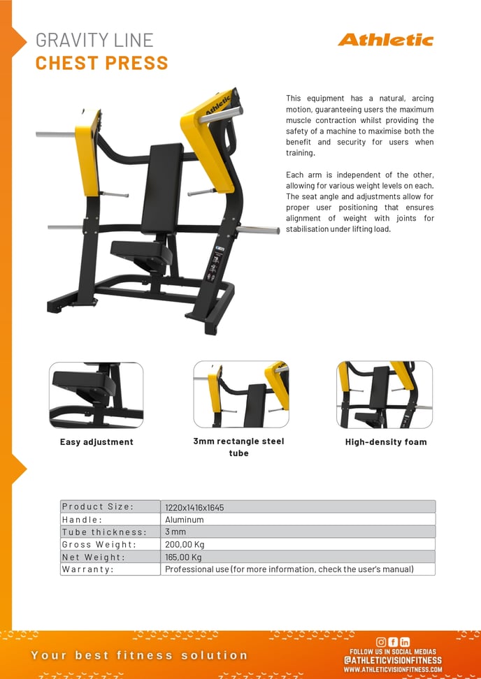 04606 - GRAVITY - CHEST PRESS - PRODUCT CHART