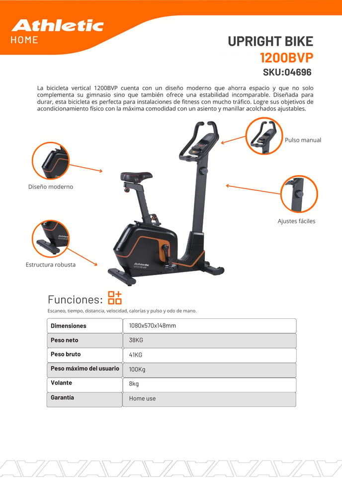 04696 - UPRIGHT BIKE - 1200BVP - ENCARTE DEL PRODUTO