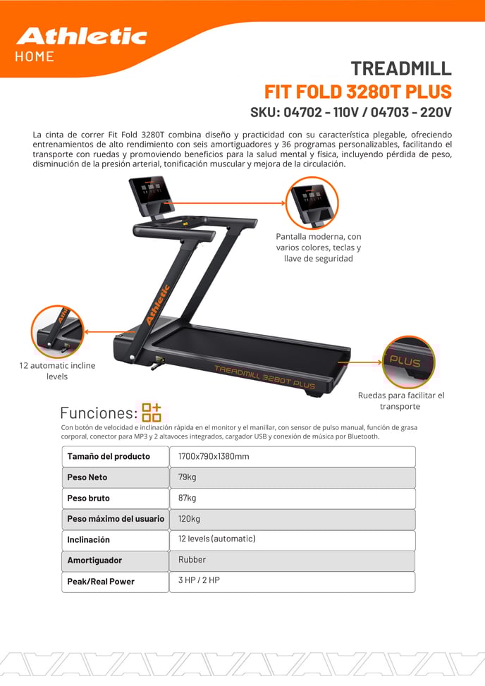 04702 - 04703 - TREADMILL FIT FOLD 3280T - ENCARTE DEL PRODUCTO