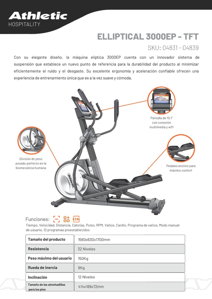 04831 - 04839 - ELLIPTICAL - 3000EP PLUS TFT - ENCARTE DEL PRODUCTO-2