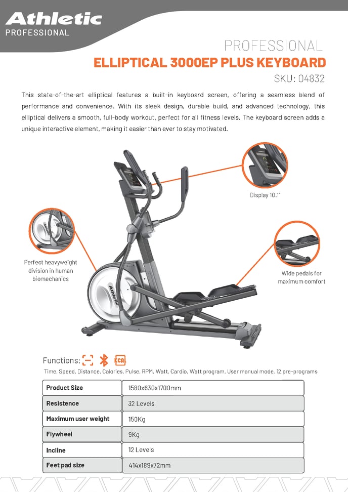 04832 - PROFESSIONAL  ELLIPTICAL 3000EP KEYBOARD - PRODUCT CHART-png