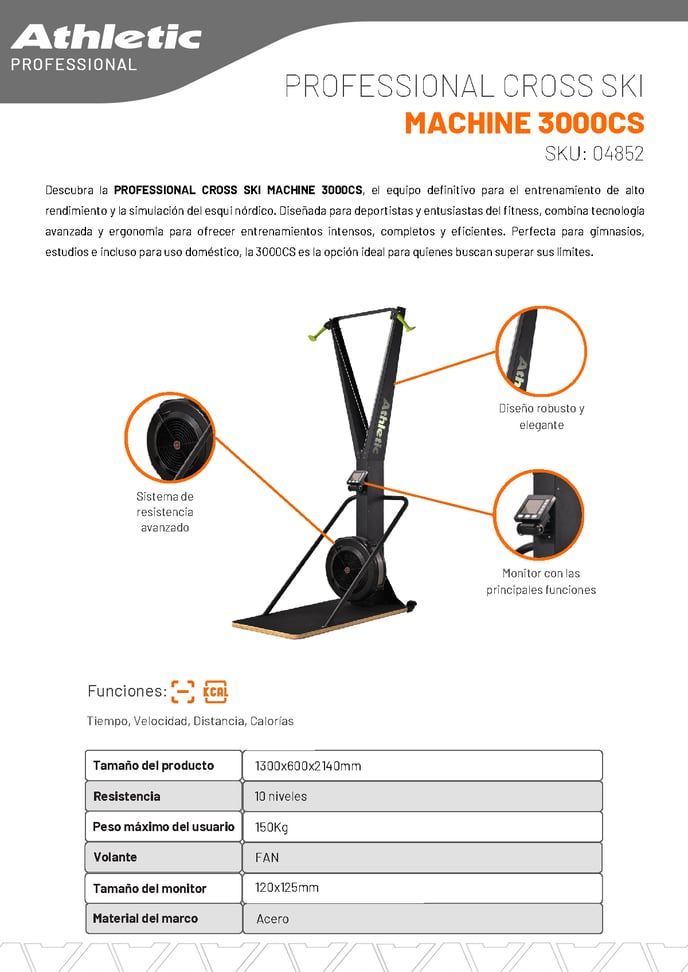 04852 - PROFESSIONAL CROSS SKI MACHINE - 3000CS - ENCARTE DEL PRODUCTO-1