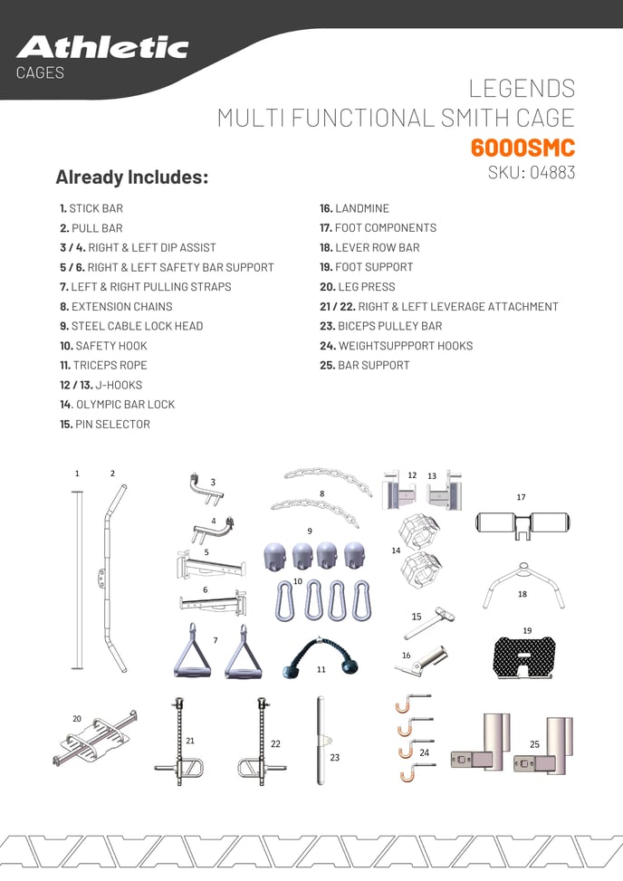 04883 - LEGENDS MULTI FUNCTIONAL SMITH CAGE - 6000SMC - PRODUCT CHART 2.2-1