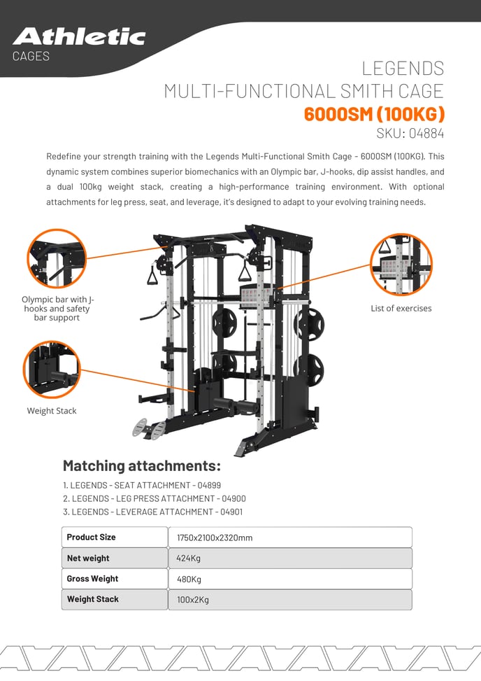 04884 - LEGENDS - MULTI-FUNCTIONAL SMITH CAGE - 6000SM (100KG) - PRODUCT CHART 1.2