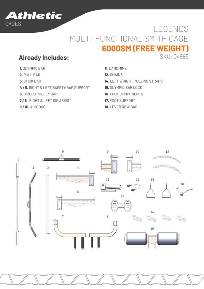 04885 - LEGENDS MULTI FUNCTIONAL SMITH CAGE - 6000SMC (FREE WEIGHT) - PRODUCT CHART 2.2