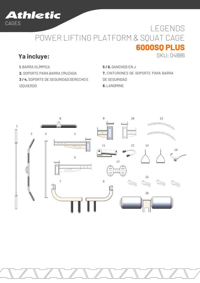 04886 - LEGENDS POWER LIFTING PLATFORM & SQUAT CAGE 6000SQ PLUS - 6000SMC (FREE WEIGHT) - ENCARTE DEL PRODUCTO 2.2