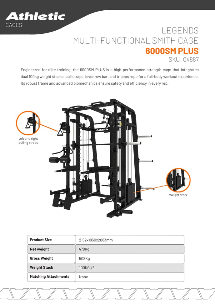 04887 - LEGENDS MULTI FUNCTIONAL SMITH CAGE - 6000SMC PLUS - PRODUCT CHART 1.2