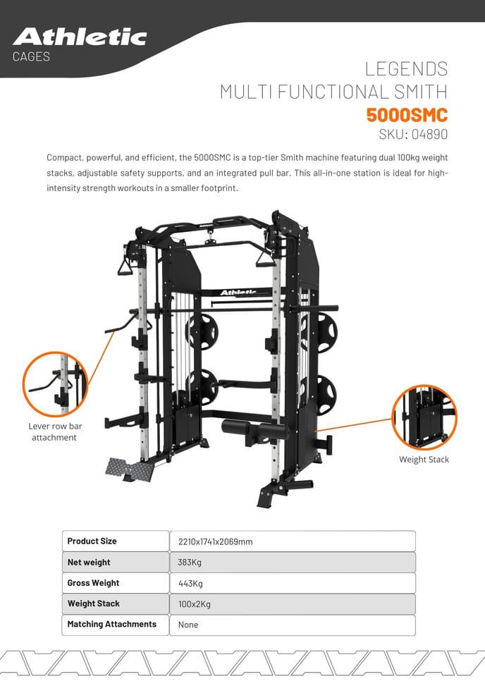 04890 - LEGENDS MULTI FUNCTIONAL SMITH CAGE 5000SMC - PRODUCT CHART 1.2