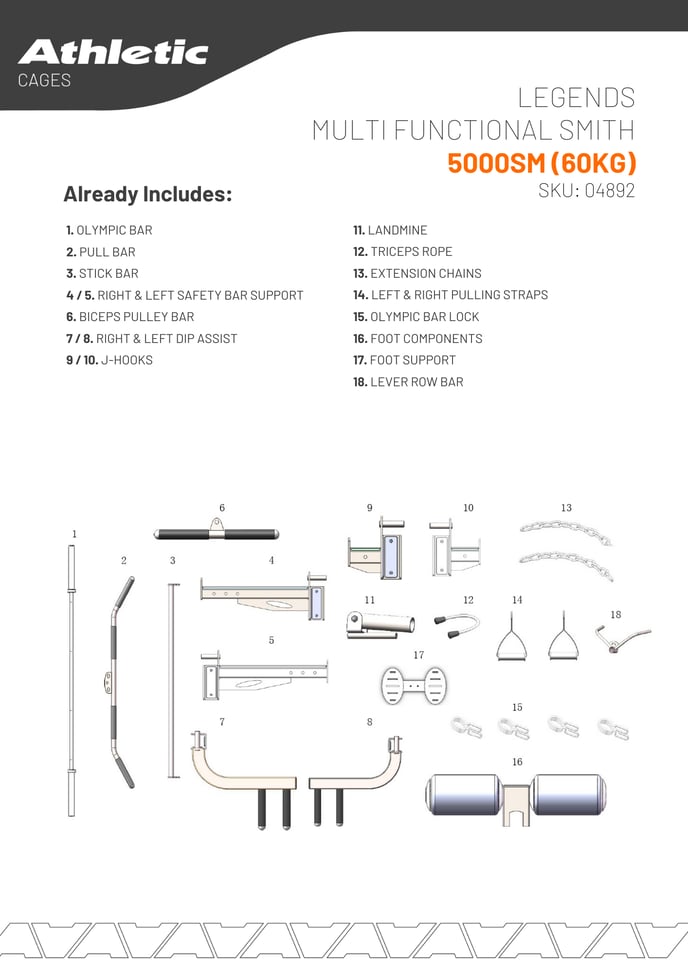 04892 - LEGENDS MULTI FUNCTIONAL SMITH 5000SM (60KG) - PRODUCT CHART 2.2-1