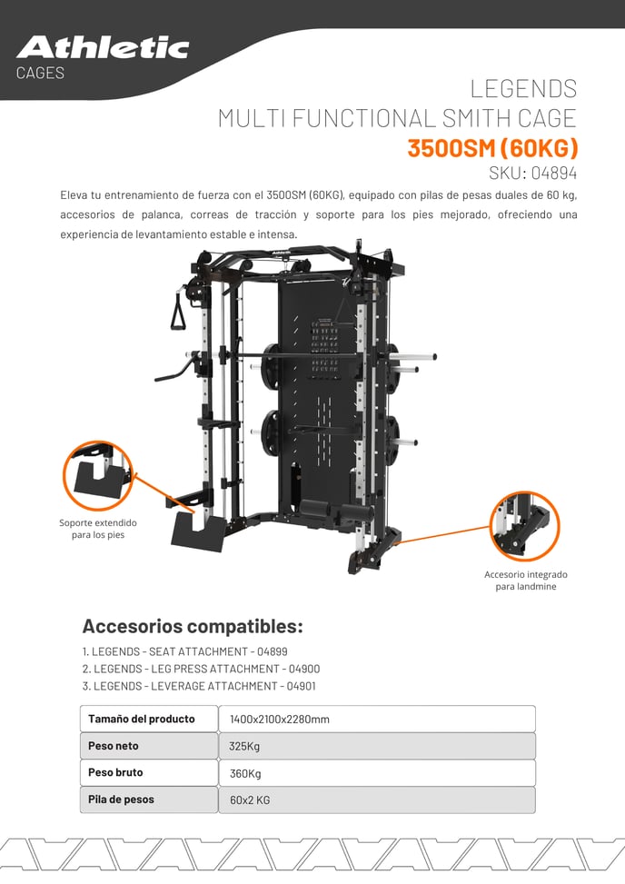 04894 -LEGENDS MULTI FUNCTIONAL SMITH CAGE 3500SM (60KG) - ENCARTE DEL PRODUCTO 1.2