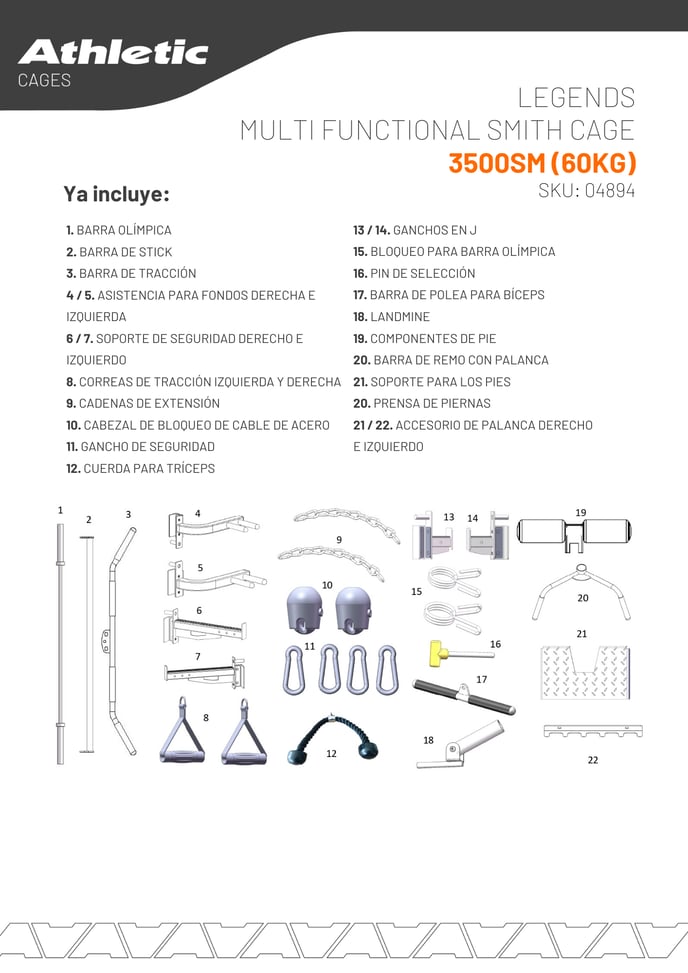 04894 -LEGENDS MULTI FUNCTIONAL SMITH CAGE 3500SM (60KG) - ENCARTE DEL PRODUCTO 2.2