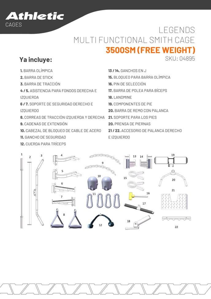 04895 - LEGENDS MULTI FUNCTIONAL SMITH CAGE 3500SM (FREE WEIGHT) - ENCARTE DEL PRODUCTO 2.2