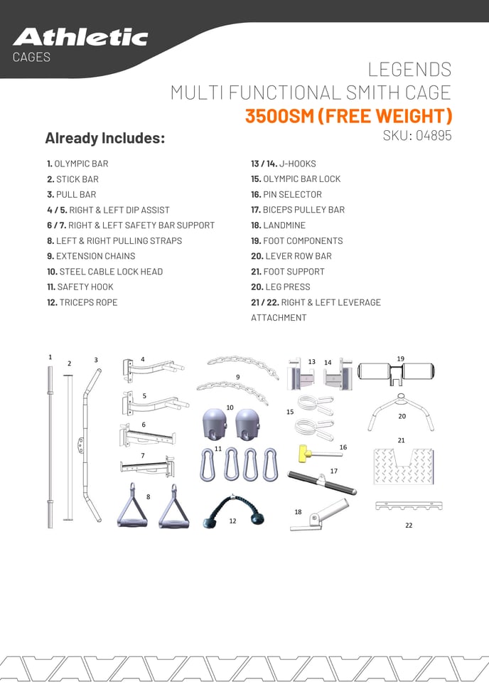 04895 - LEGENDS MULTI FUNCTIONAL SMITH CAGE 3500SM (FREE WEIGHT) - PRODUCT CHART 2.2