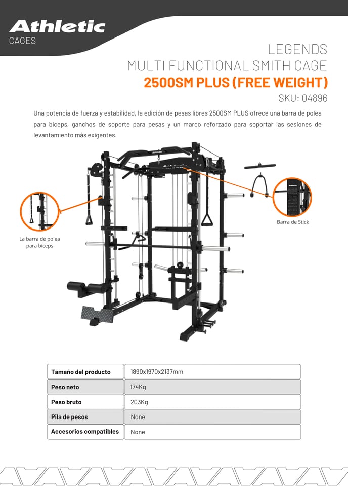 04896 - LEGENDS MULTI FUNCTIONAL SMITH CAGE 2500SM PLUS (FREE WEIGHT) - ENCARTE DEL PRODUCTO 1.2