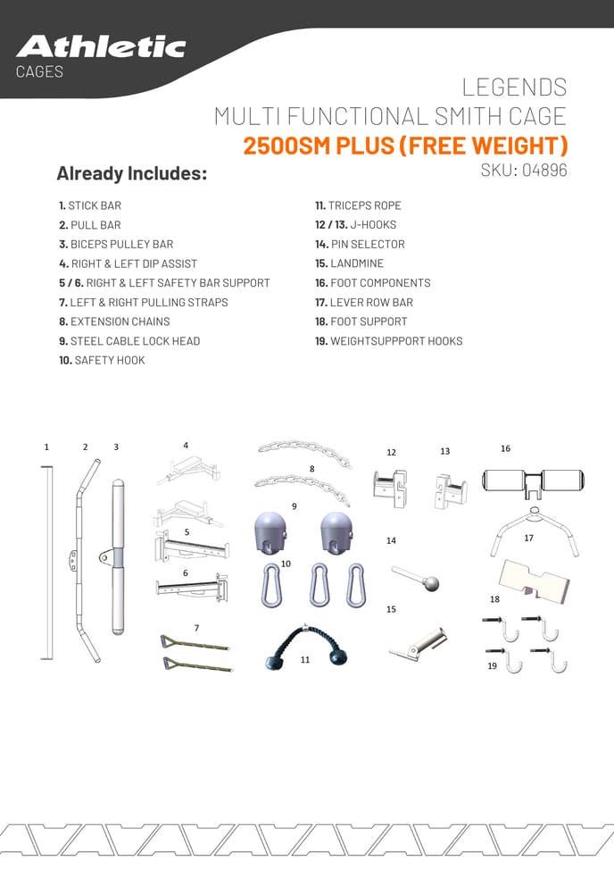 04896 - LEGENDS MULTI FUNCTIONAL SMITH CAGE 2500SM PLUS (FREE WEIGHT) - PRODUCT CHART 2.2