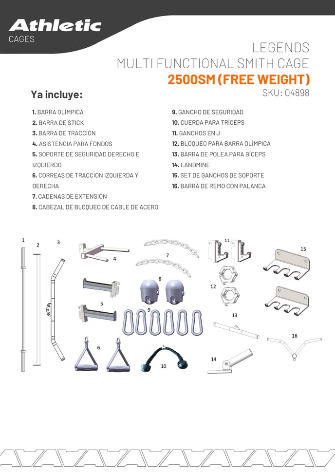04898 - LEGENDS MULTI FUNCTIONAL SMITH CAGE 2500SM (FREE WEIGHT) - ENCARTE DEL PRODUCTO 2.2