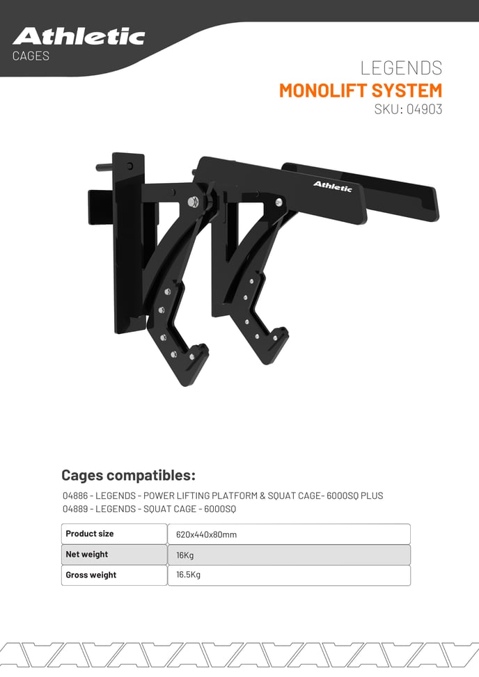 04903 - LEGENDS - MONOLIFT SYSTEM - PRODUCT CHART