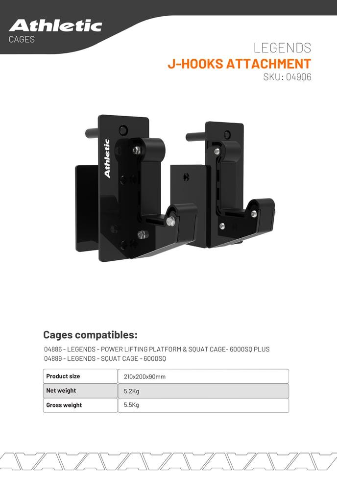 04906 - LEGENDS - J-HOOKS ATTACHMENT - PRODUCT CHART