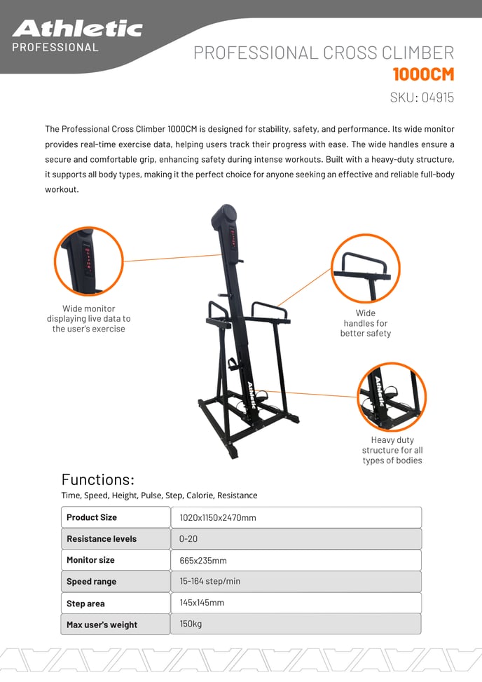 04915 - PROFESSIONAL CROSS CLIMBER  1000CM - PRODUCT CHART