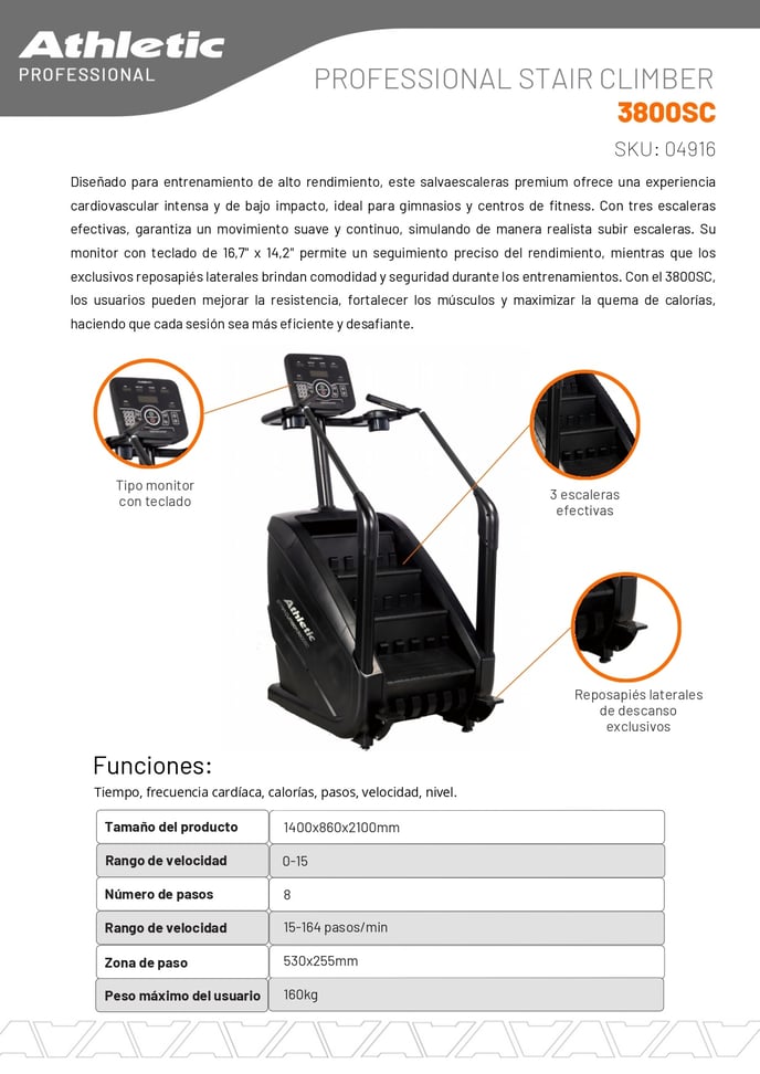 04916 - PROFESSIONAL STAIR CLIMBER - 3800SC - ENCARTE DEL PRODUCTO