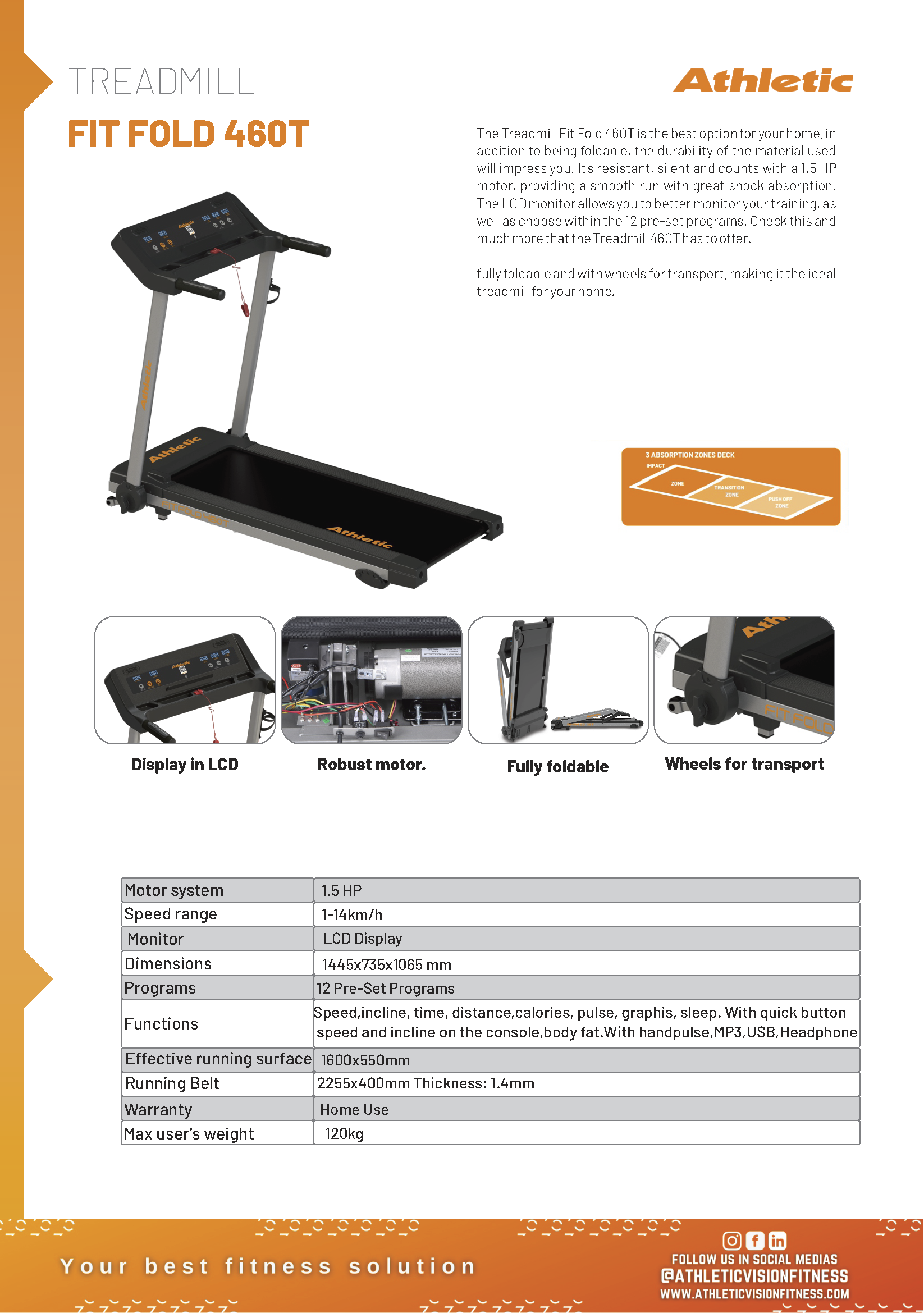 TREADMILL FIT FOLD - 460T